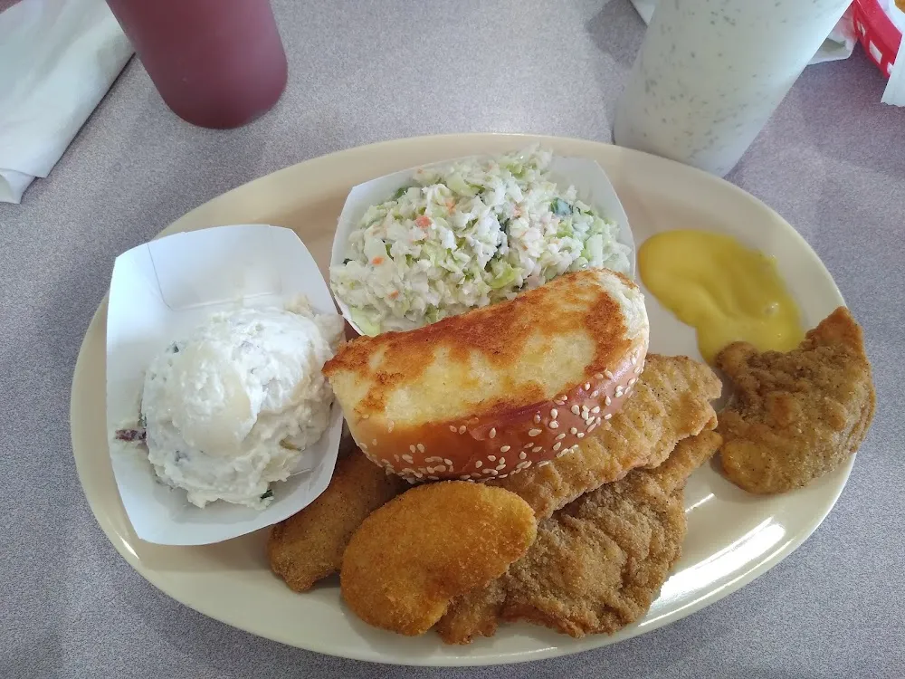 Chicken Tender Dinner with Potato Salad and Slaw with Texas Toast
